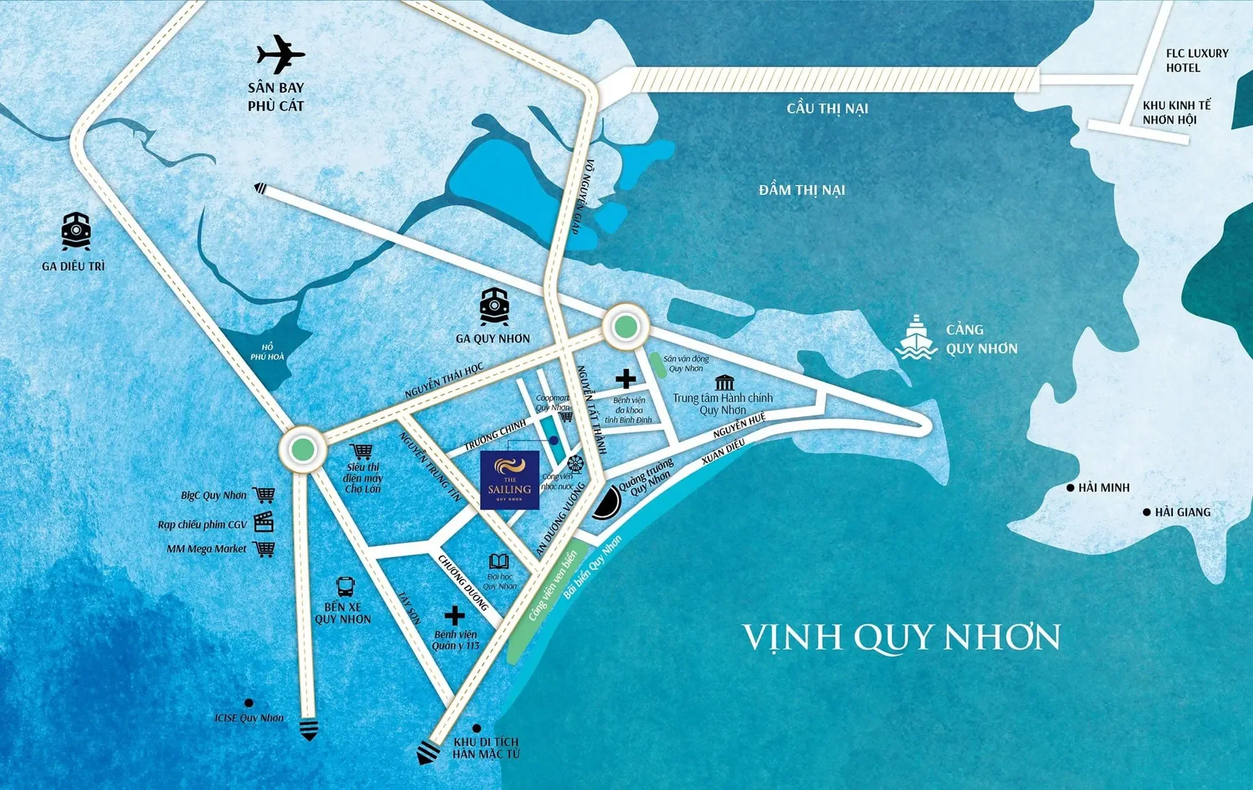 Bản đồ vị trí The Sailing Quy Nhơn trong thành phố Quy Nhơn