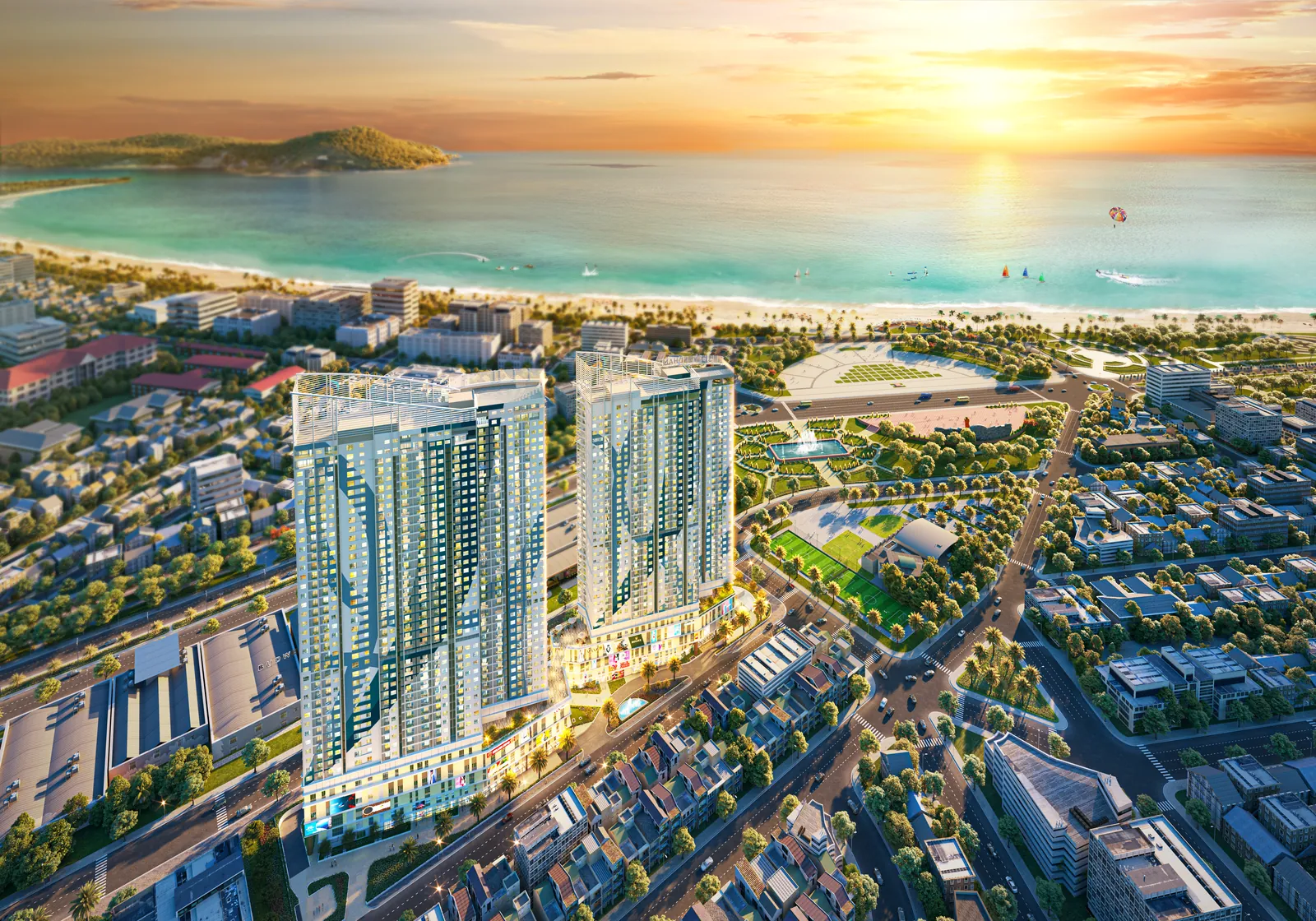 Phối cảnh hoàng hôn trên vịnh Quy Nhơn